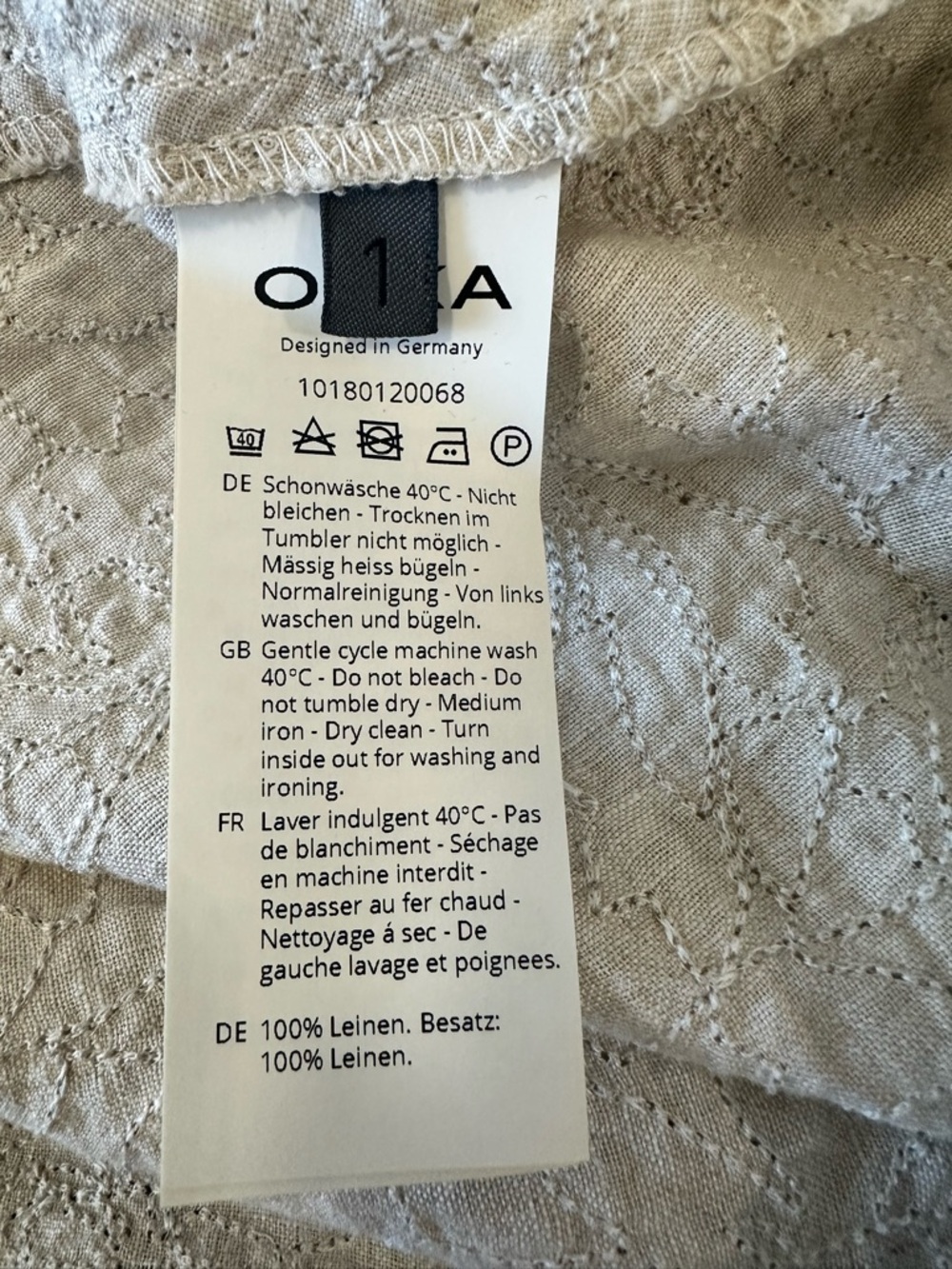 Oska Stitch Embroidered 100% Linen Sleeveless Midi Dress Size 1 (6-8) Neutral - Picture 5 of 14